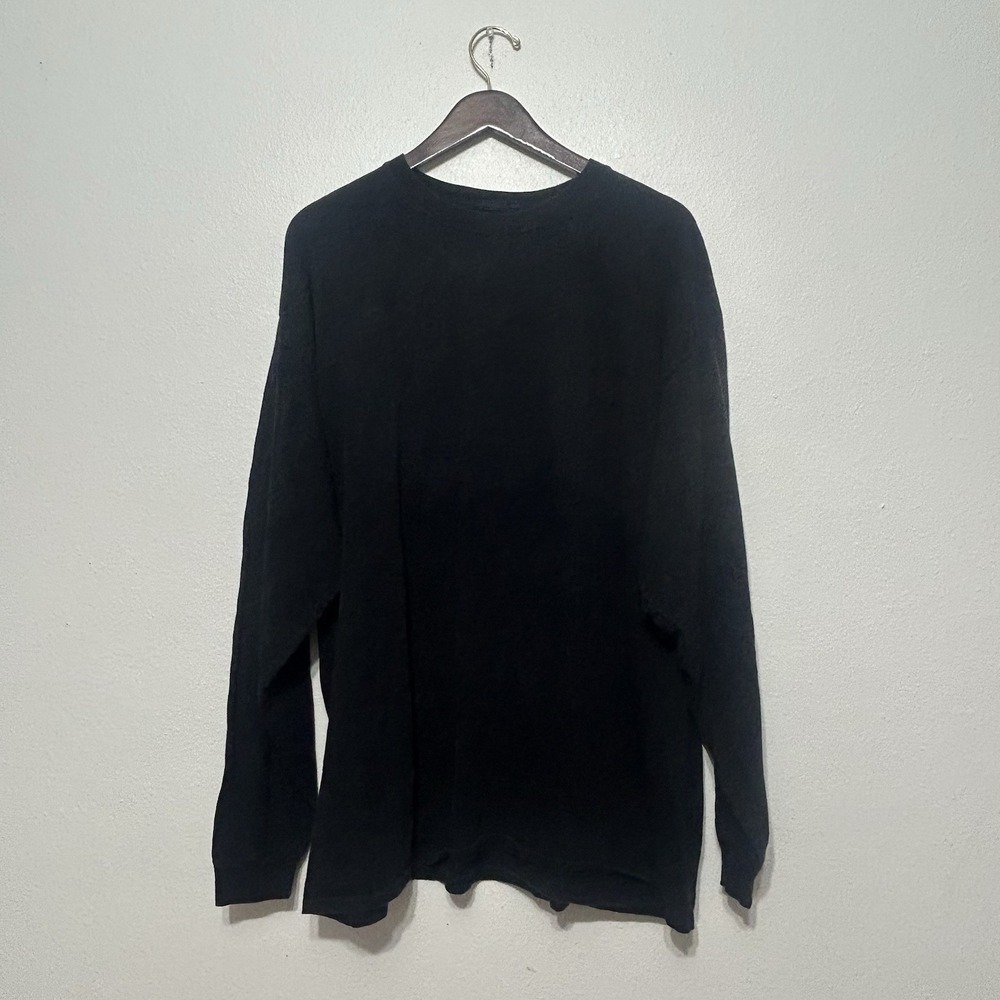 Champion Solid Black Long Sleeve T Shirt Mens Size 3XL Embroidered Logo